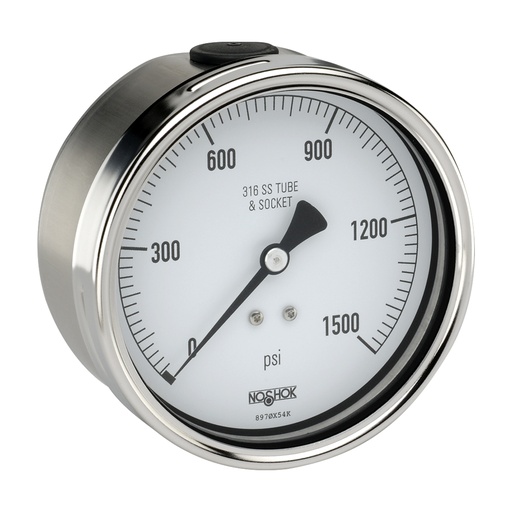 [40-400-30-psi]  Noshok 40-400-30-psi, 4" 304 Stainless Steel Case, 316 Stainless Steel Internals, 30 psi, 1/2" National Pipe Thread (NPT) Male Bottom Connection Pressure Gauge